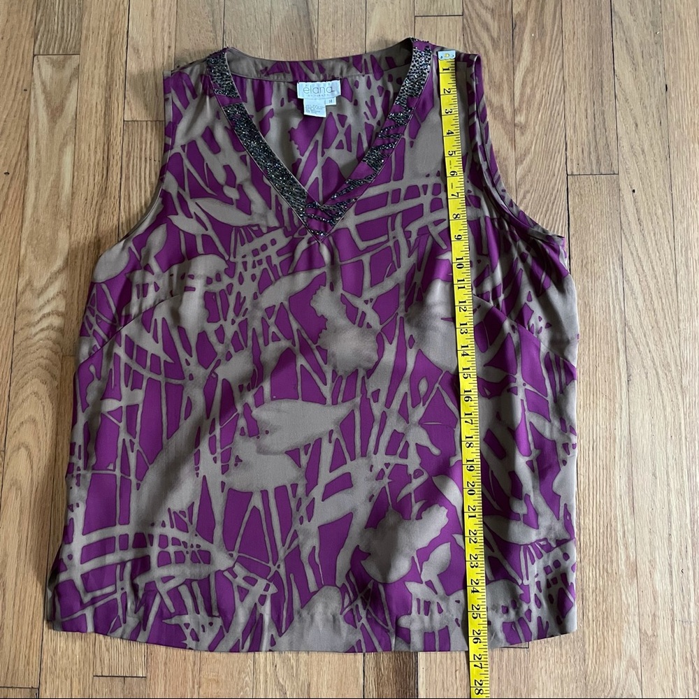 Elana by Tanner 100% Silk Embellished Floral Blouse | Size 14 - Picture 5 of 6